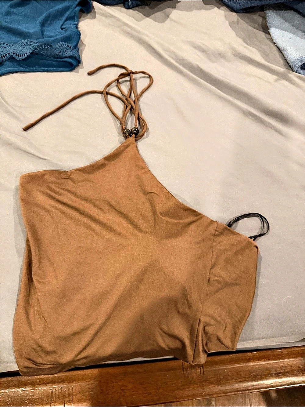 Mimi Brown One-Piece Halter Top Size Small